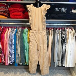 Ganni tan back zipper closure back cut out jumpsuit size S